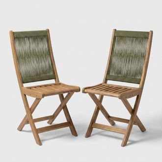 Decorspace Set De 2 Sillas Plegables De Madera Para Exterior Danubio - Verde Oscuro