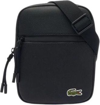 Lacoste Kinderen Canvas Schoudertas met Rits - Heren - Schoudertassen - Zwart - ONE Size - Polyester - Tassen