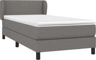 vidaXL Cama Box Spring Con Colch&oacute;n Tela Gris Oscuro 90x190 Cm Vidaxl
