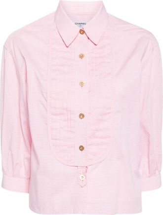 Chanel 1990-2000s gingham-check cotton shirt - women - Cotton - One Size - Pink