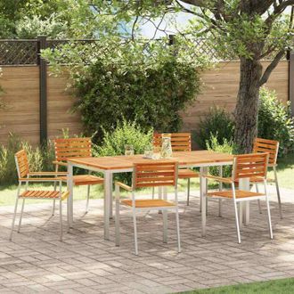 vidaXL Silla De Jard&iacute;n 6 Pcs Marr&oacute;n Madera Maciza De Acacia Vidaxl