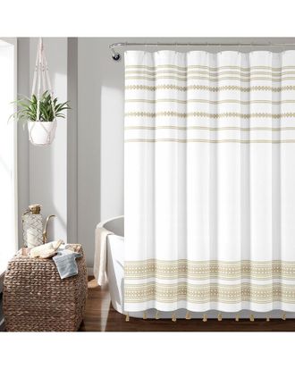 Lush D&eacute;cor Breezy Chic Tassel Jacquard Cotton Blend Shower Curtain