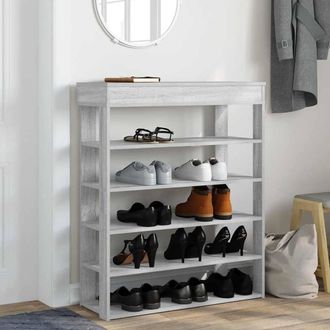 Berkfield Home Shoe Rack Grey Sonoma 80x30x98 cm Engineered Wood | Size: 80 x 30 x 98 cm