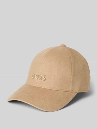 HUGO BOSS Basecap aus reinem Leinen mit Label-Stitching in Beige, Gr&ouml;&szlig;e 1
