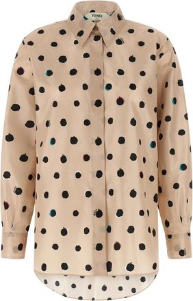 Fendi Taffetashemd met all-over Falena Dots print - Dames - Overhemden - Roze - S - Overhemden
