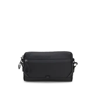 BOSS Faux-leather crossbody bag with reflective logo
