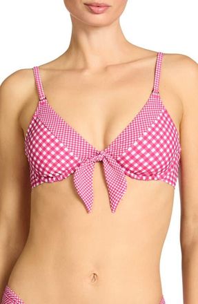 Robin Piccone Brigitte Tie Front Underwire Bikini Top in Dragon/fruit/cream at Nordstrom, Size X-Small