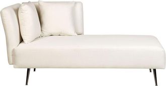Beliani Beliani - Chaise Longue Moderno Izquierdo Tapicer&iacute;a De Tela De Poli&eacute;ster Con Cojines Patas De Metal Div&aacute;n Blanco Riom
