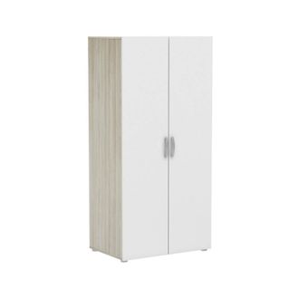 Dmora Dmora - Armario 2 Puertas Loire, Muebles De Dormitorio, Vestidor, Armario De Ropa, 79x52 H166 Cm, Roble Y Blanco Mate