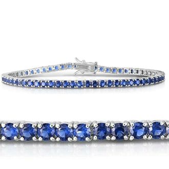 Pompeii3 3 1/2ct Blue Sapphire Tennis Bracelet 14k White Gold 7