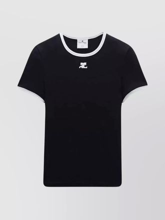 Courr&egrave;ges BUMPY sleek round neck sleeved top