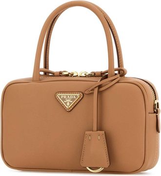 Prada Womens Peach Leather Handbag Naturale Borse A Mano Bag