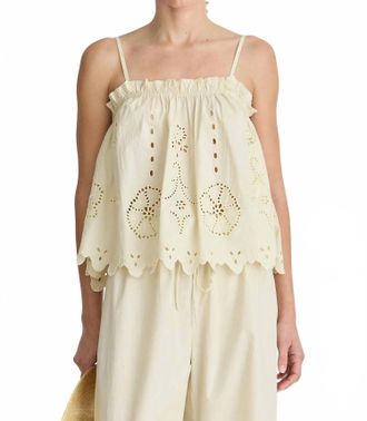 Apiece Apart Embroidered Square Neck Cami Top In Black