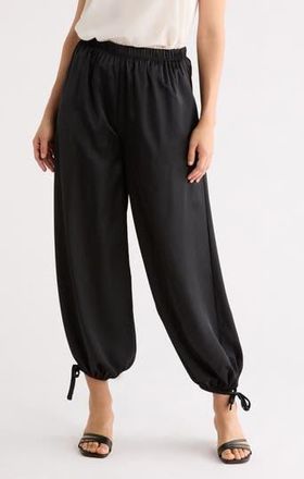 Renee C Tie Hem Satin Pants in Black at Nordstrom Rack, Size X-Small