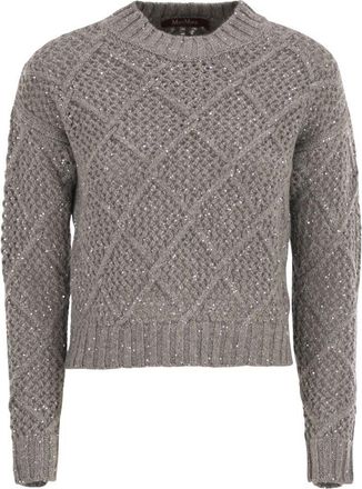 Max Mara Womens Ellade - Boxy Wool And Cashmere Jumper With Sequins - Grey - Size X-Small