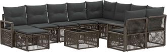vidaXL Conjunto De Sof&aacute;s De Jard&iacute;n 11 Uds. Gris Rat&aacute;n Sint&eacute;tico Vidaxl