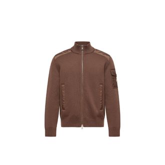 Moncler Moncler Padded Wool Zip-up Cardigan, Men, Brown, Size: 3xl
