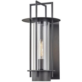 Hudson Valley Lighting Carroll Park 1 Aplique De Pared Hierro Trabajado A Mano, Cristal, Ip44