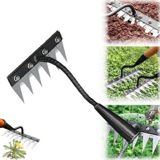 OEM Rastrillo De Hierro Para Desherbar, Rastrillo De Jard&iacute;n De Acero Al Carbono De 5/6/7/8 P&uacute;as Para Aflojar La Tierra Del C&eacute;sped, Herramienta Agr&iacute;cola Y 