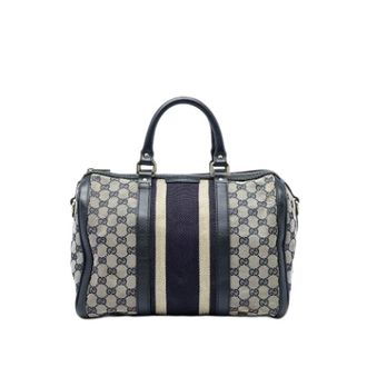 Gucci Pre-owned Canvas Satchel - Dames - Pre-owned - Blauw - Maat: ONE Size Leer