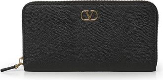 Valentino Garavani Compacte Portemonnee met Rits - Dames - Portefeuilles - Zwart - ONE Size - Leer - Accessoires