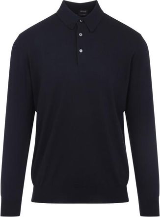 Kiton Navy Blue Long Sleeves Polo
