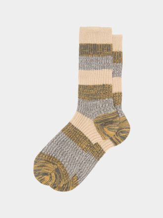 Maria La Rosa Womens Ribbed Cashmere and Silk Striped Socks One Size