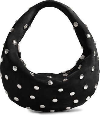 Khaite Medium Olivia Studded Suede Hobo Bag in Black 200 at Nordstrom