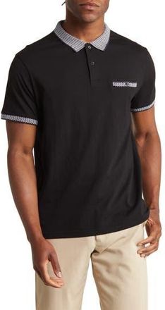 Soul of London Contrast Knit Polo in Black at Nordstrom Rack, Size Medium