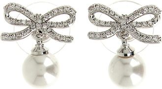 Self Portrait Bow Pearl Earrings - Dames - Oorbellen - Grijs - ONE Size - Accessoires