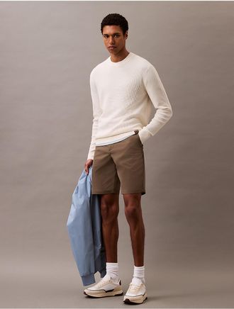 Calvin Klein Mens Smooth Cotton Waffle Henley Sweater - White - 2XL