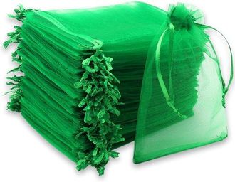OEM 100 Bolsitas De Organza Verde Oscuro, 10 X 15 Cm, Ideales Para Joyer&iacute;a, Regalos, Dulces, Fiestas, Bodas Y Navidad. Cierre De Cord&oacute;n De Sat&eacute;n