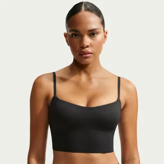 Nike Womens SKIMS Matte Cami Longline Bra in Black | IU3053-054