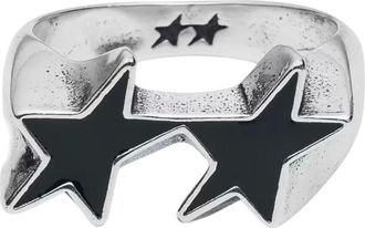 TwoJeys Icon Enameled Single Ring - unisex - Ringen - Grijs - 59 MM - Leer - Accessoires
