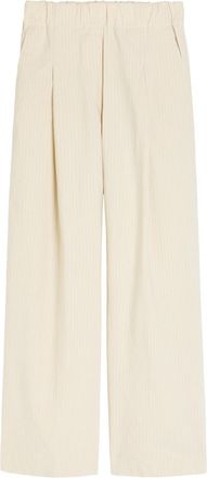 Dries Van Noten Pila Pinstriped Wide-leg Cotton-blend Trousers - Ecru - 38 (UK10 / S)