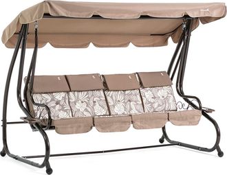 Siediti Fuori e Dentro Columpio de jard&iacute;n 4 plazas t&oacute;rtola reclinable tipo cama con techo