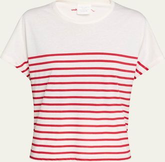 Majestic Filatures Striped Organic Cotton Crewneck Top
