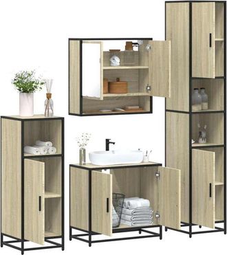 vidaXL Vidaxl - Juego De Muebles De Ba&ntilde;o 4 Pzas Contrachapada Roble Sonoma