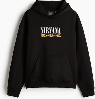 H&M Loose Fit Hoodie in Black/nirvana at Nordstrom, Size Xxx-Large