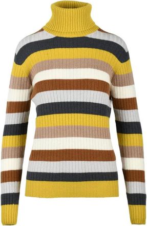 Drumohr High Neck Cashmere Sweater - Brown/Yellow