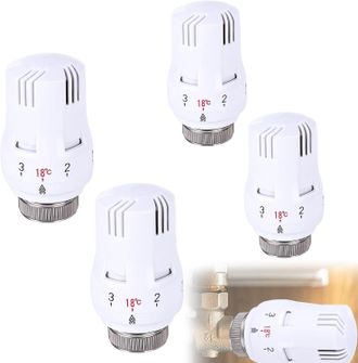 OEM Juego De 4 Cabezales Termost&aacute;ticos: V&aacute;lvula De Radiador M30 X 1.5, Cabezal De Refrigeraci&oacute;n Termost&aacute;tico, Cabezal De V&aacute;lvula De Radiador Termost&aacute;tico 