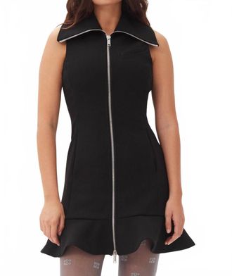Ganni Bonded Crepe Mini Dress In Black