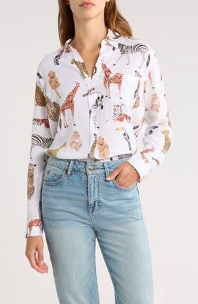 Rails Charli Linen Blend Button-Up Shirt in Jungle Animals at Nordstrom Rack, Size Small