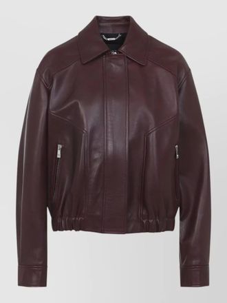 Versace buffalo leather jacket collared design