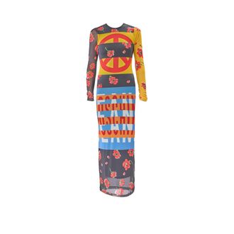 Moschino Maxi Dresses, female, Multicolor, Size: XS Abito Lungo Tulle Stampa ML