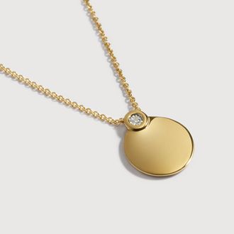 Monica Vinader Gold Diamond Round Chain Necklace Lab Grown Diamond