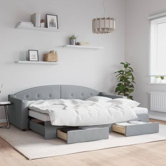 vidaXL Sof&aacute; Cama Nido Con Cajones Tela Gris Claro 80x200 Cm Vidaxl