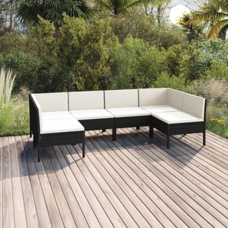 vidaXL 6 Pcs Garden Lounge Set Con Vime Pe Negro