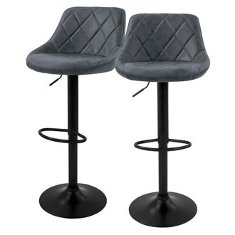 ML Design Ml-design - Set 2x Taburetes De Bar De Piel Sint&eacute;tica Antracita, Sillas De Mostrador Giratorias 360&deg; Con Altura Regulable 62-82cm, Asiento De Bistro P