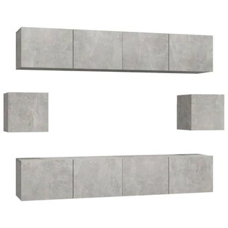 Berkfield Home 6 Piece TV Cabinet Set Concrete Grey Engineered Wood
